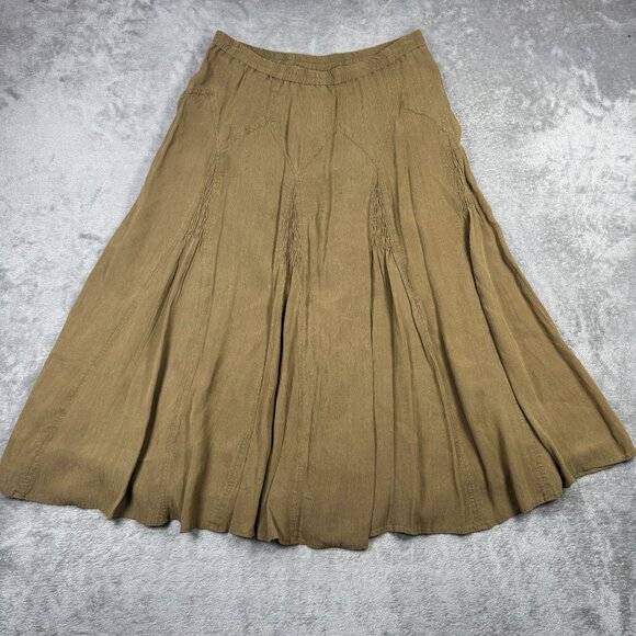 Coldwater Creek Womens PS Low Rise Brown Maxi Skirt Lined Flowy Boho A-Line Khak - Picture 6 of 8